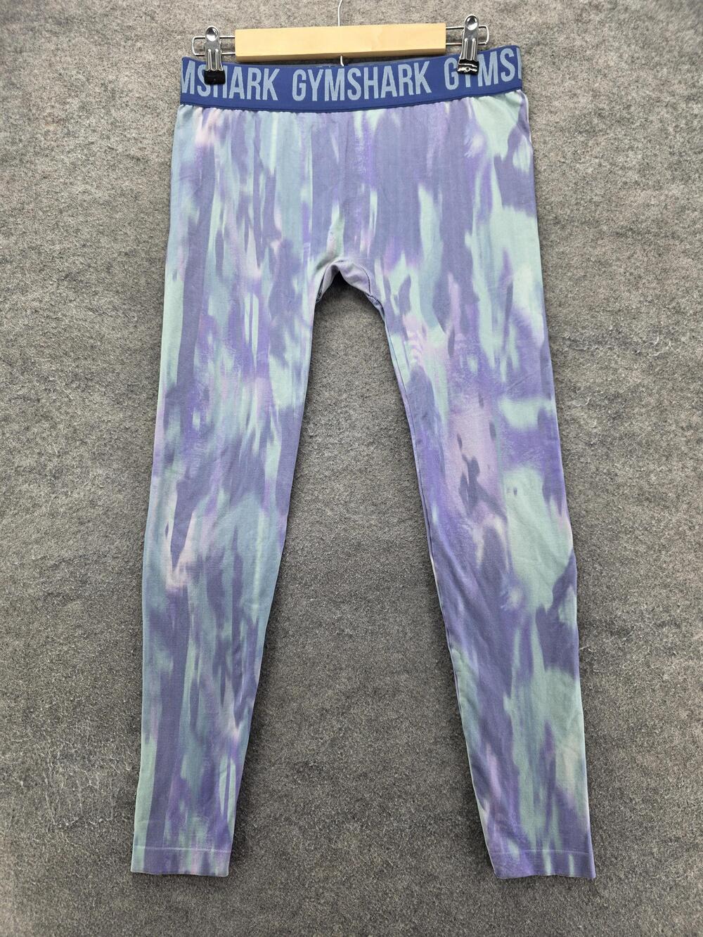 Gymshark Leggings Womens M Purple Ankle Tie Dye Elastic Waist Stretch Logo